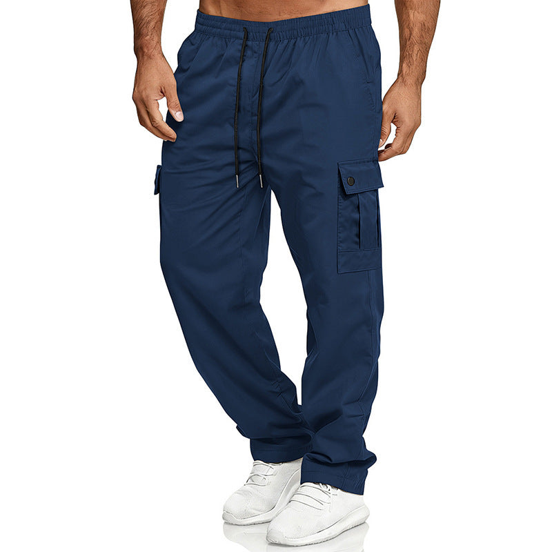 Men's cargo leisure pants with elastic waistband, drawstring, and flap pockets Mune Fashion