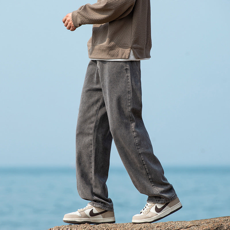 Men's wide baggy jeans in vintage workwear look with relaxed fit and straight leg Drune