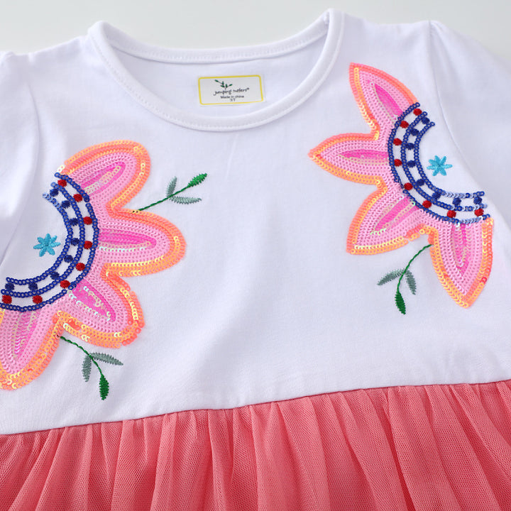 Girls tulle dress with floral embroidery design Mune Fashion