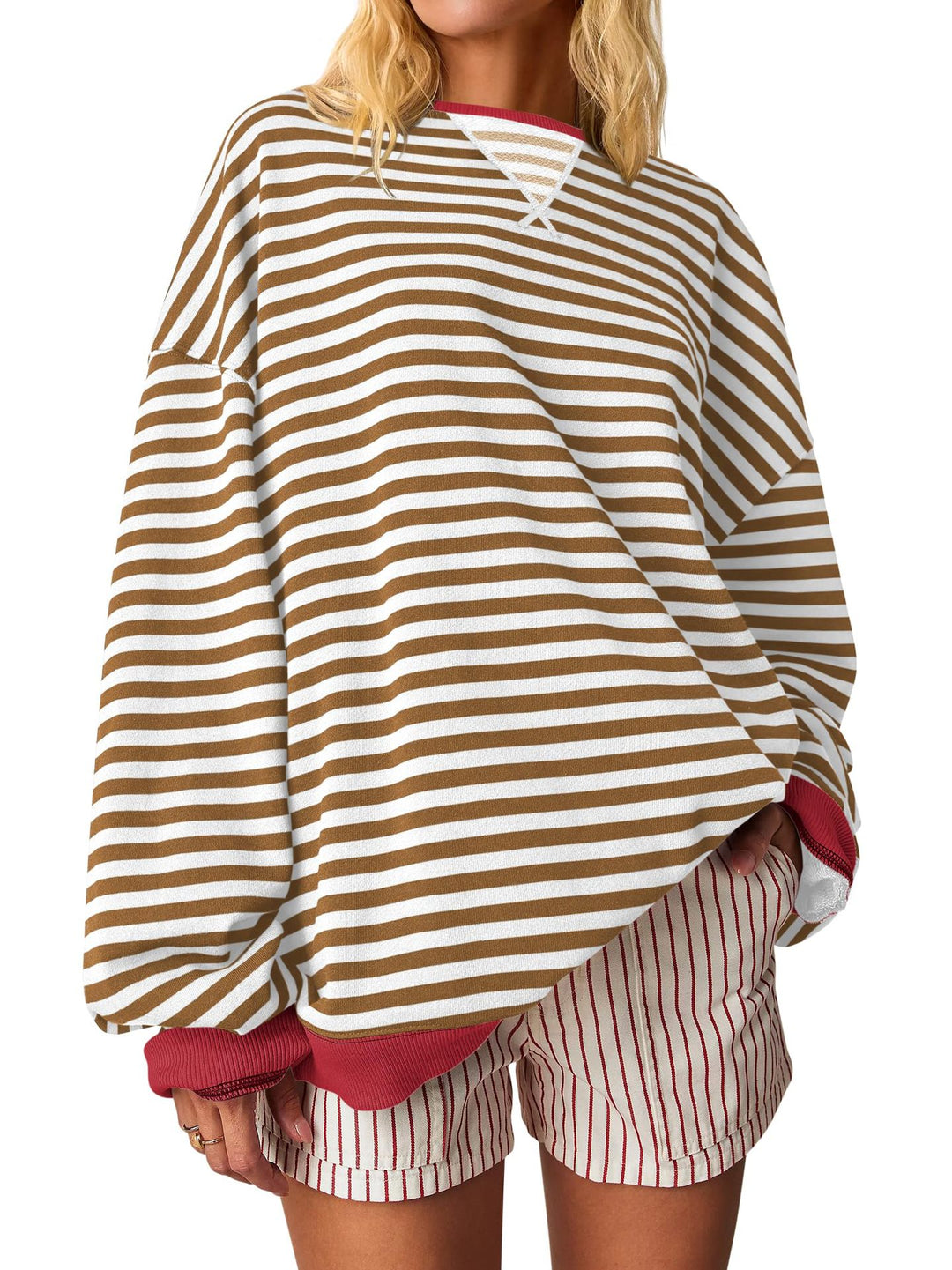 Women Oversized Striped Sweatshirt