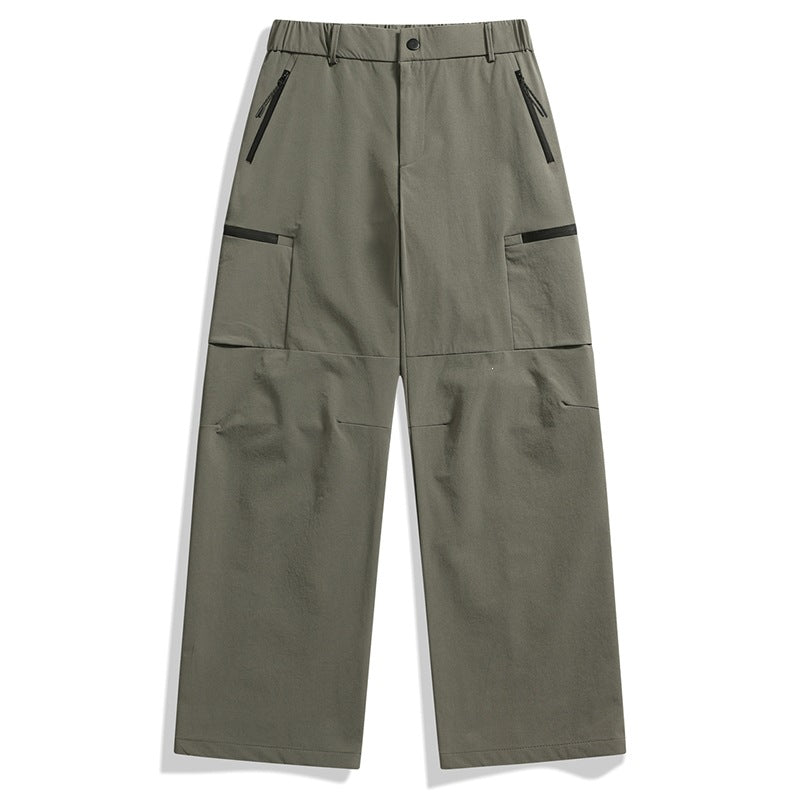 Men's Technical Utility Cargo Pants with Wide Leg, Elastic Waistband & Zipper Pockets Mune Fashion