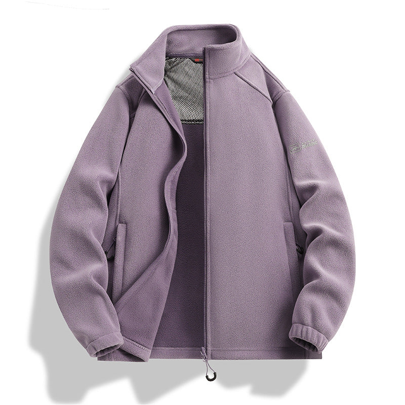 Men's fleece jacket with stand-up collar, wind-resistant microfleece and zippered pockets Mune Fashion