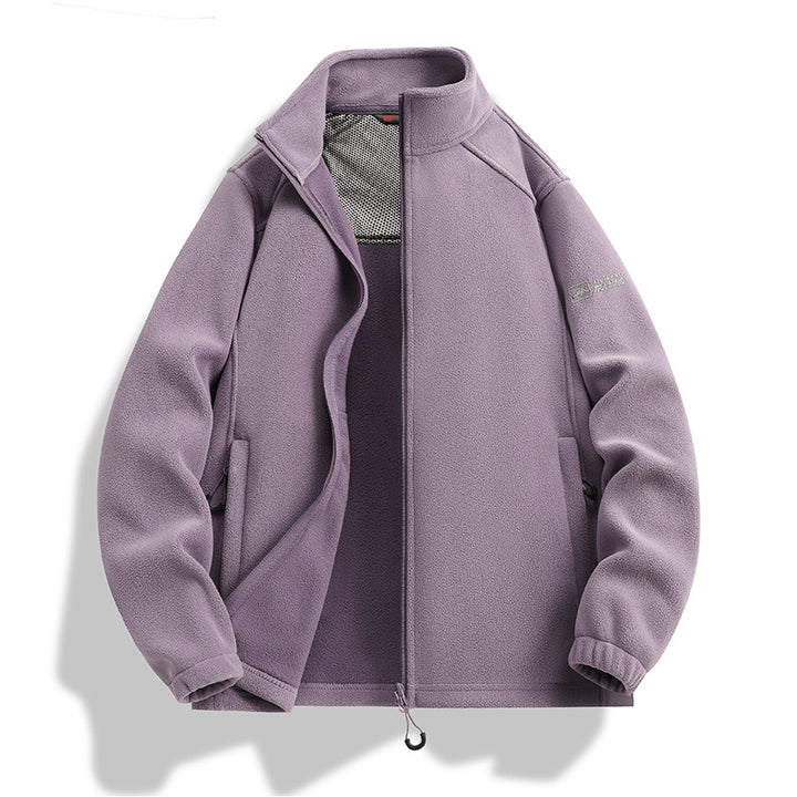 Men's fleece jacket with stand-up collar, wind-resistant microfleece and zippered pockets Mune Fashion