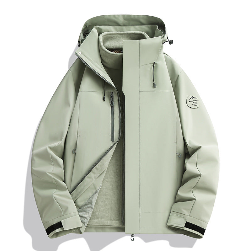 Unisex Water-Repellent Softshell Jacket with Fleece Lining and Adjustable Hood Mune Fashion
