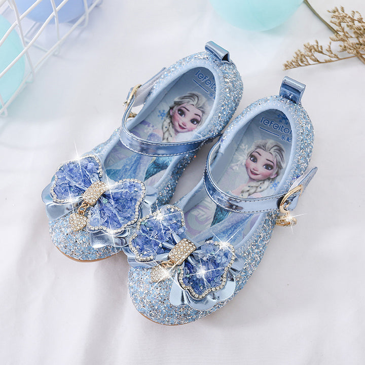 Girls Glitter Ballerinas with Decorative Flower Application Mune Fashion