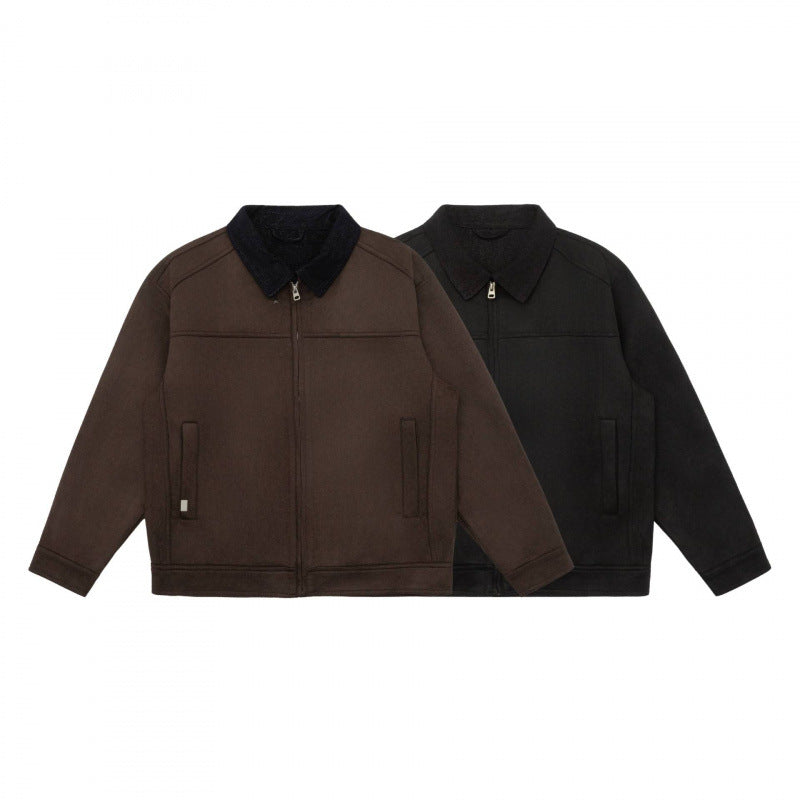 Men's Boxy Zip Blouson Jacket with Cord Collar and Minimalist Side Pockets Mune Fashion