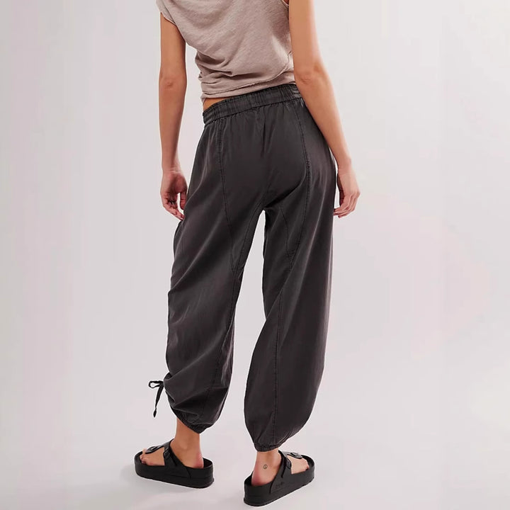 Women's Loose Jogging Pants with Drawstring Waistband, Cord Hem and Gathering