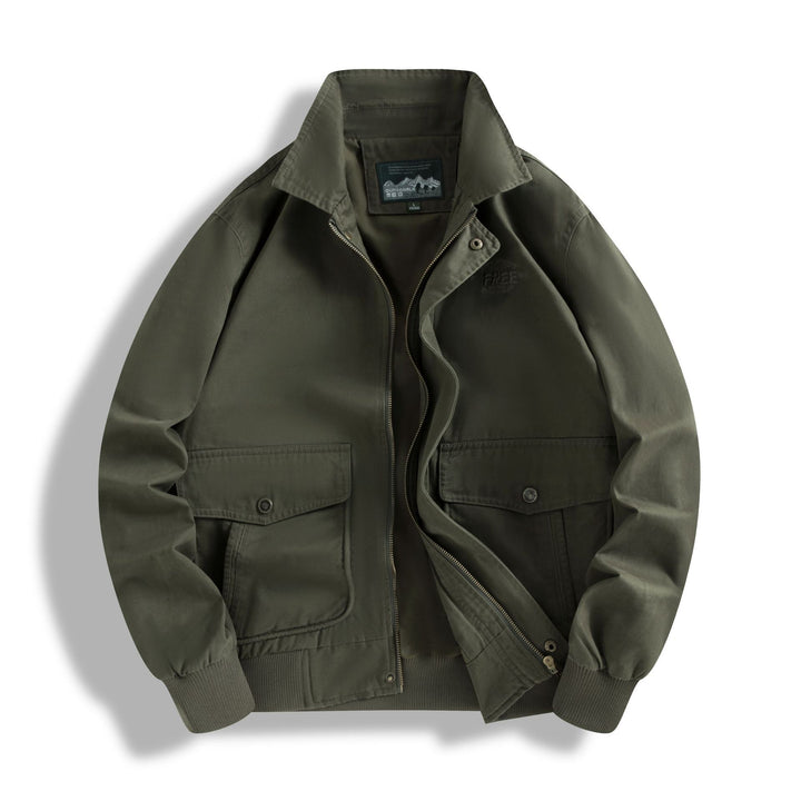 Men's Classic Field Bomber Jacket with Two-Way Zipper and Flap Pockets Mune Fashion
