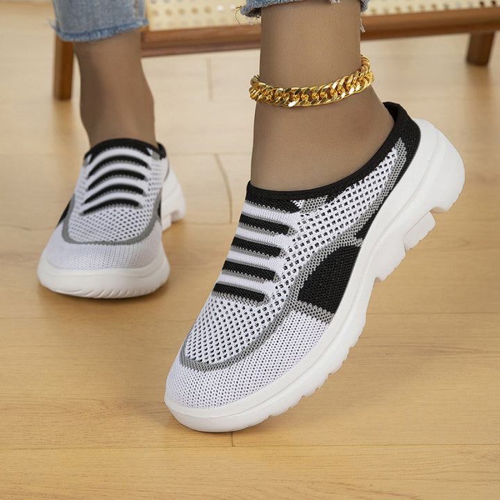 Women's Slip-on Knit Sneaker Clog with Breathable Mesh Upper and Lightweight Profile Sole Mune Fashion