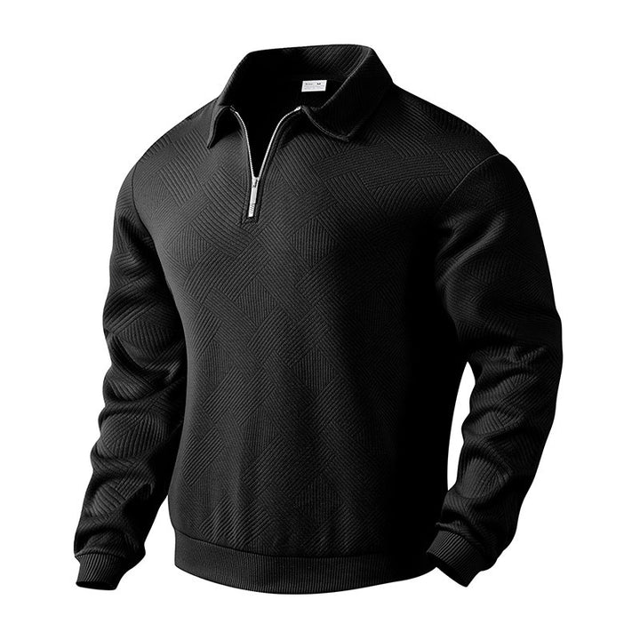 Men's fine structure half-zip pullover in polo shirt style Mune Fashion