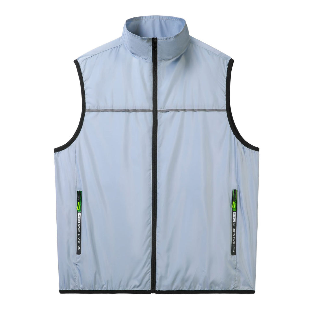 Unisex nan ultra-light windproof running vest with stand-up collar and reflective piping Mune Fashion