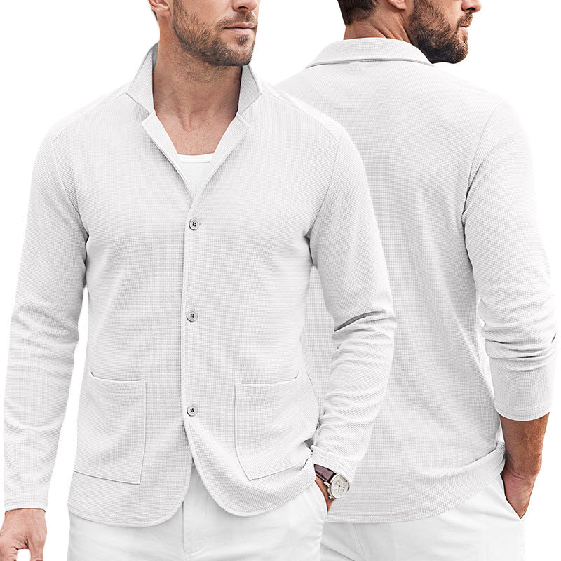 Men's knitted blazer cardigan with textured knit and patch pockets Mune Fashion