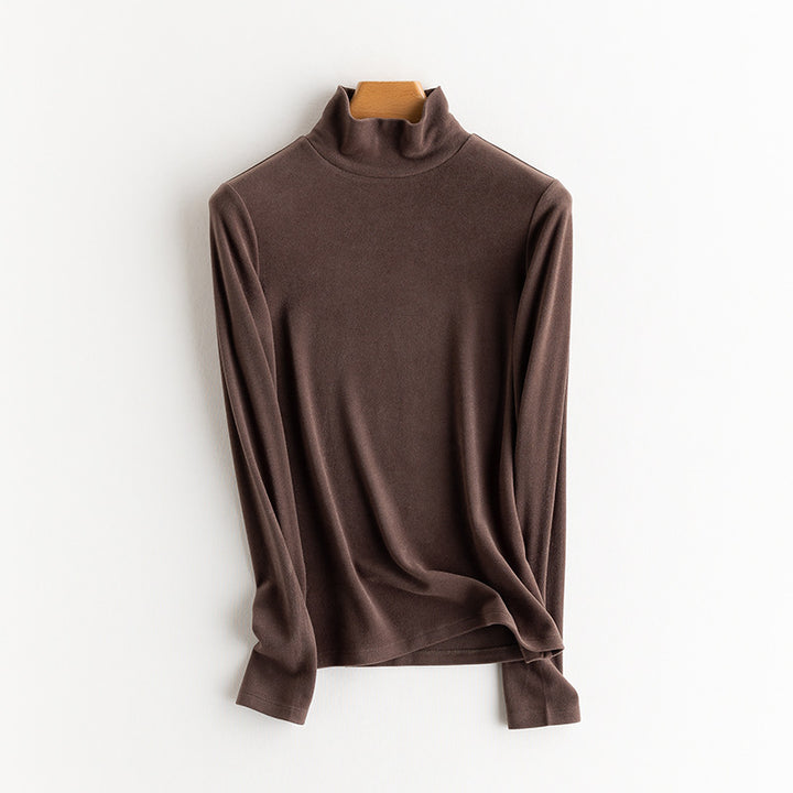 Ladies Fine Long Sleeve Shirt with Stand-up Collar made of Stretch Jersey, Body-hugging Silhouette Mune Fashion