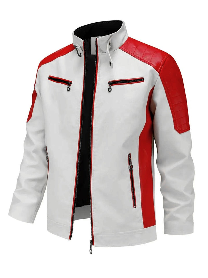 Men's sporty artificial leather jacket with zipper Mune Fashion