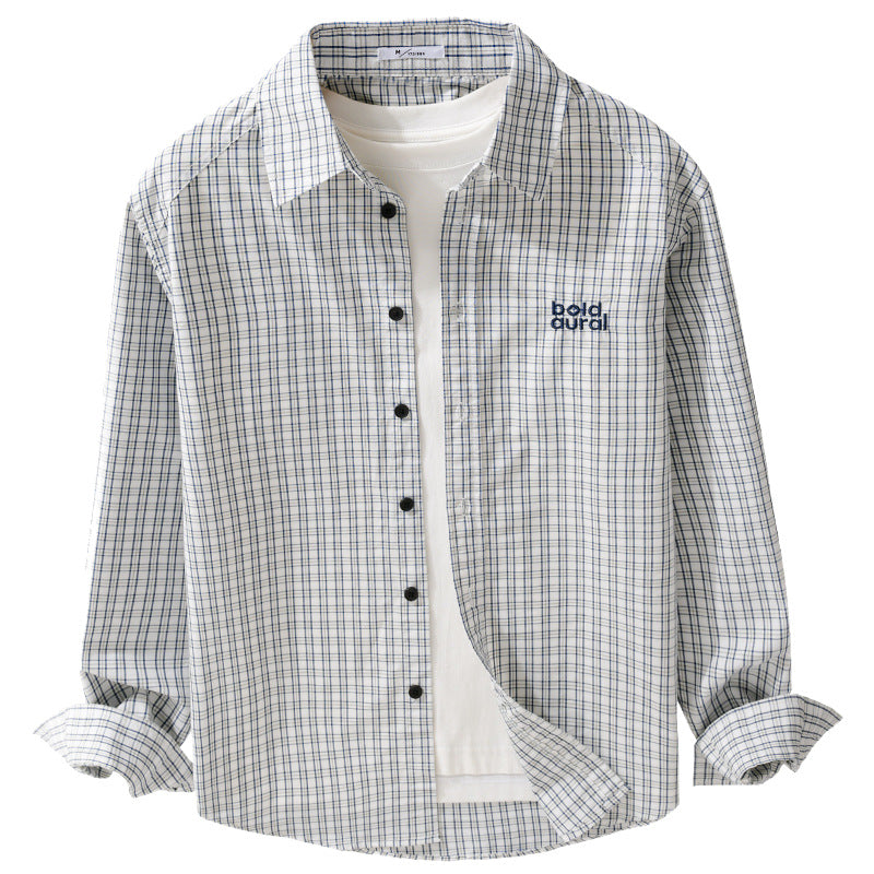 Men's cotton overshirt with fine check pattern and Kent collar Mune Fashion