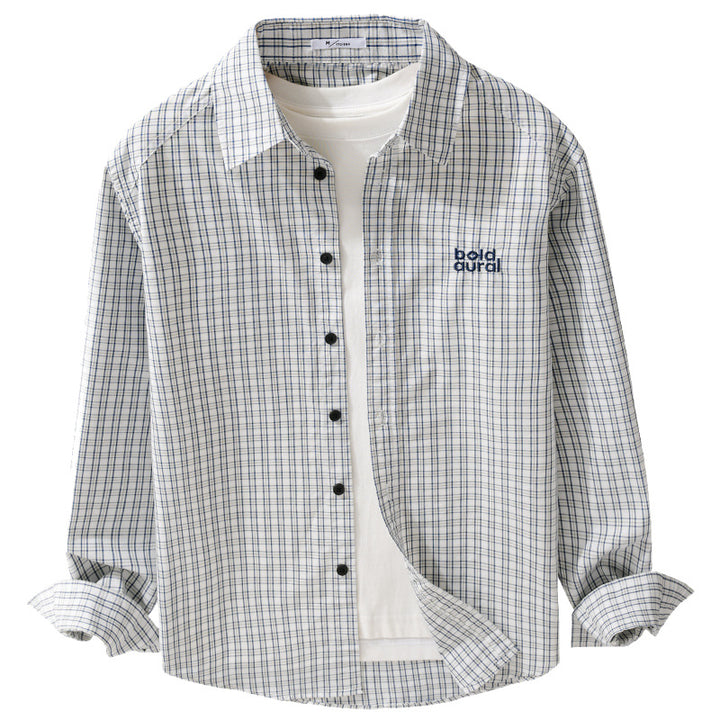 Men's cotton overshirt with fine check pattern and Kent collar Mune Fashion