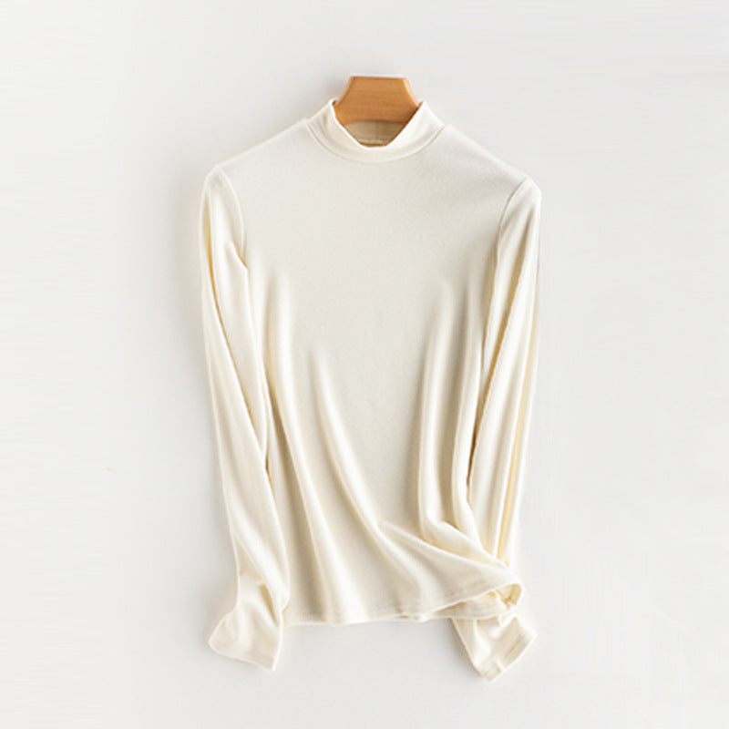 Ladies Fine Long Sleeve Shirt with Stand-up Collar made of Stretch Jersey, Body-hugging Silhouette Mune Fashion