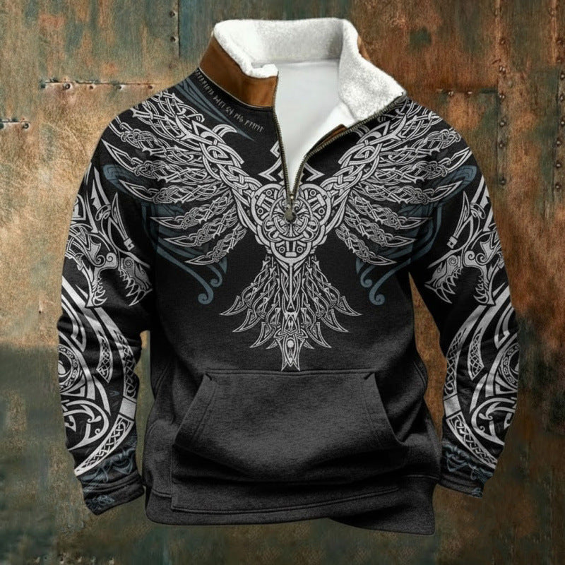 Men's Urban Fleece Pullover with Tree Motif Mune Fashion