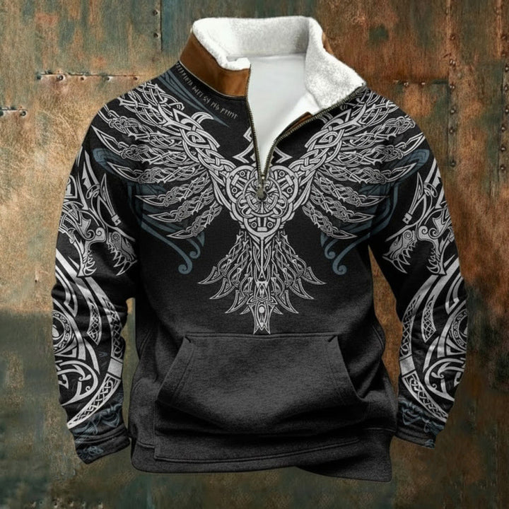 Men's Urban Fleece Pullover with Tree Motif Mune Fashion
