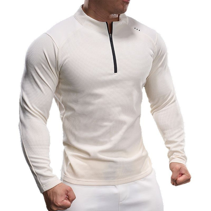 Men Breathable Functional Long Sleeve Shirt with Short Zip and Slim Fit Mune Fashion
