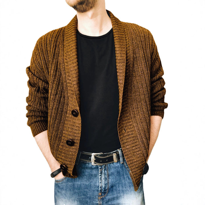 Men's knitted cardigan with shawl collar and button placket Mune Fashion