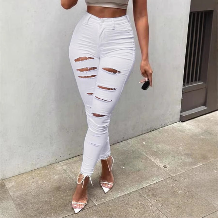 Women's high-waisted skinny jeans with layered cutouts and sculpting effect Mune Fashion