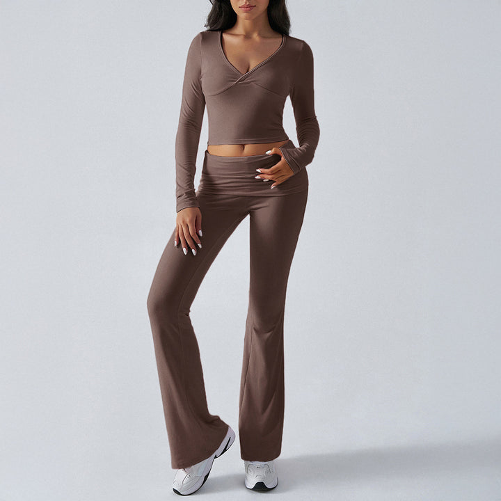 Women's form-fitting yoga set with high waist and V-neck Mune Fashion