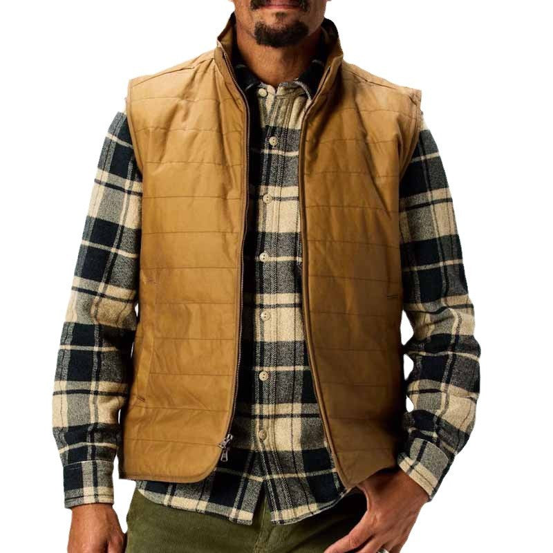 Men's Padded Quilted Vest with Stand-Up Collar and Two-Way Zipper Mune Fashion