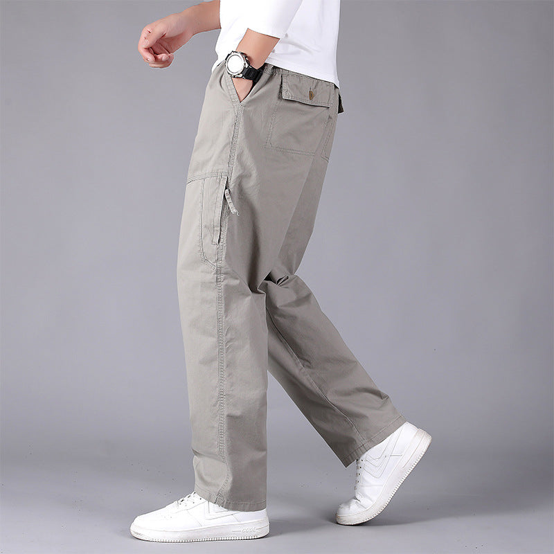 Men's loose-fitting cargo pants with elastic drawstring waistband, knee patches & zip pockets Mune Fashion