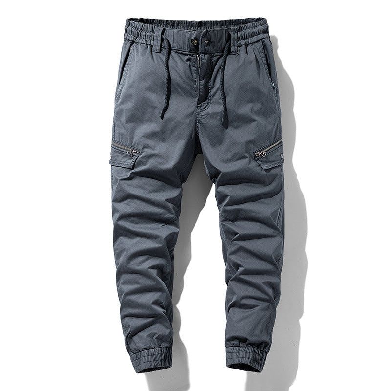 Men's Multifunctional Cargo Joggers with Drawstring Waist, Zipper Pockets and Ribbed Ankle Cuffs Mune Fashion