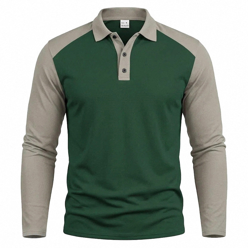 Men's long-sleeved raglan polo made of cotton blend with button placket and ergonomic cut Mune Fashion