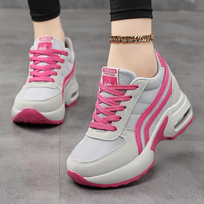 Women's Fashion Platform Sneakers with Visible Air Cushion and Breathable Mesh Upper Mune Fashion