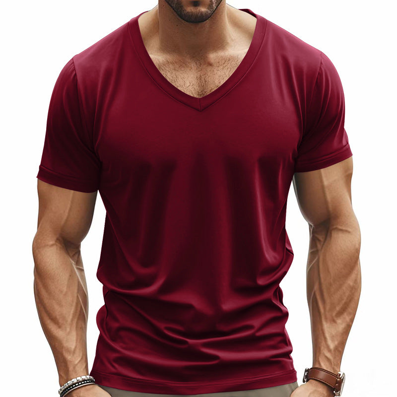 Men's V-neck T-shirt made of breathable cotton blend with modern cut Mune Fashion