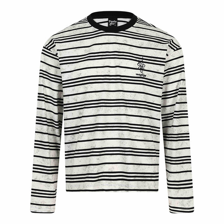 Unisex Striped Long Sleeve T-Shirt with Round Neck and Fine Logo Embroidery Mune Fashion
