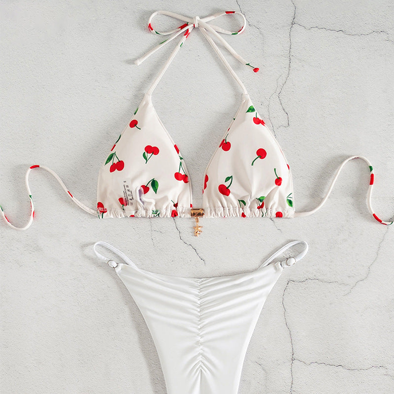 Women's triangle bikini with cheerful cherry pattern and adjustable cut Mune Fashion