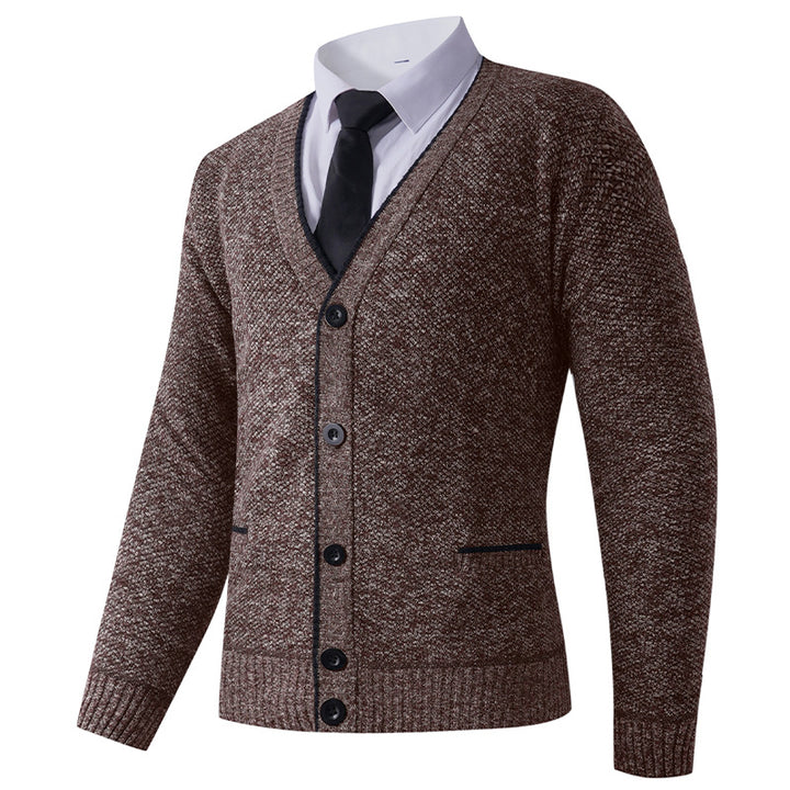 Men's Structured Knit Cardigan with V-Neck, Button Placket and Pockets Mune Fashion