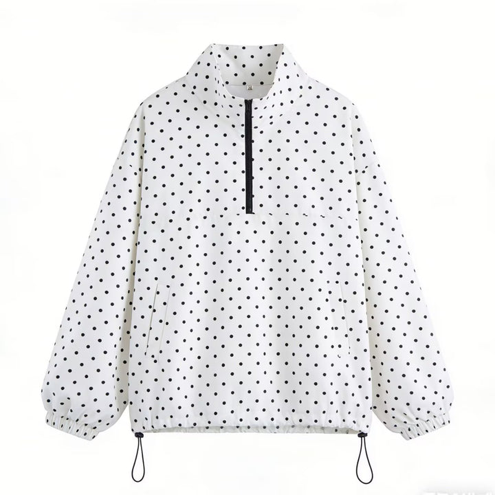 Women's lightweight dotted anorak with half zipper and drawstring Mune Fashion