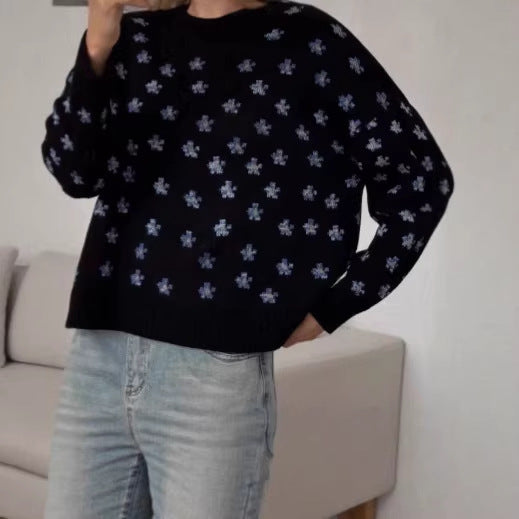 Ladies' Fashionable Sweater with Floral Patterns