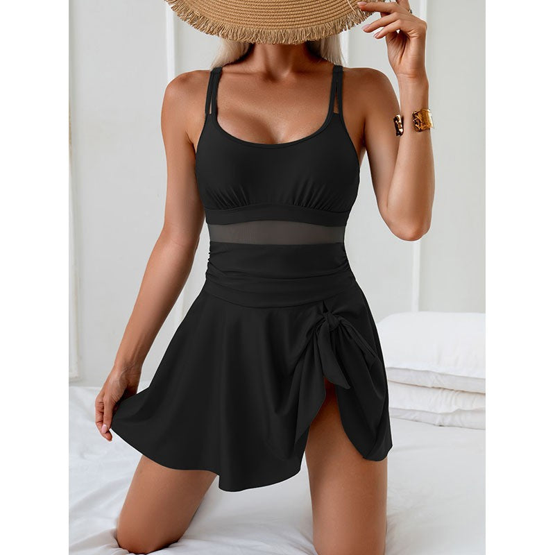 Women Elegant Swimsuit with Wrap Skirt Mune Fashion