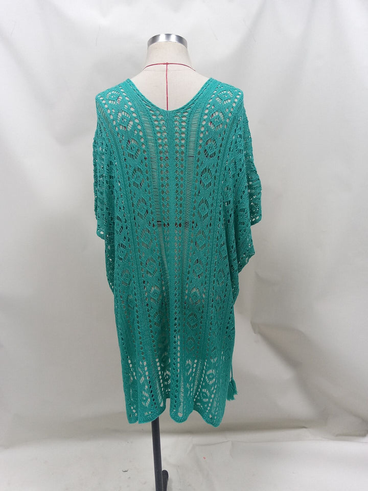 Women's crocheted beach cover-up with fringes Mune Fashion