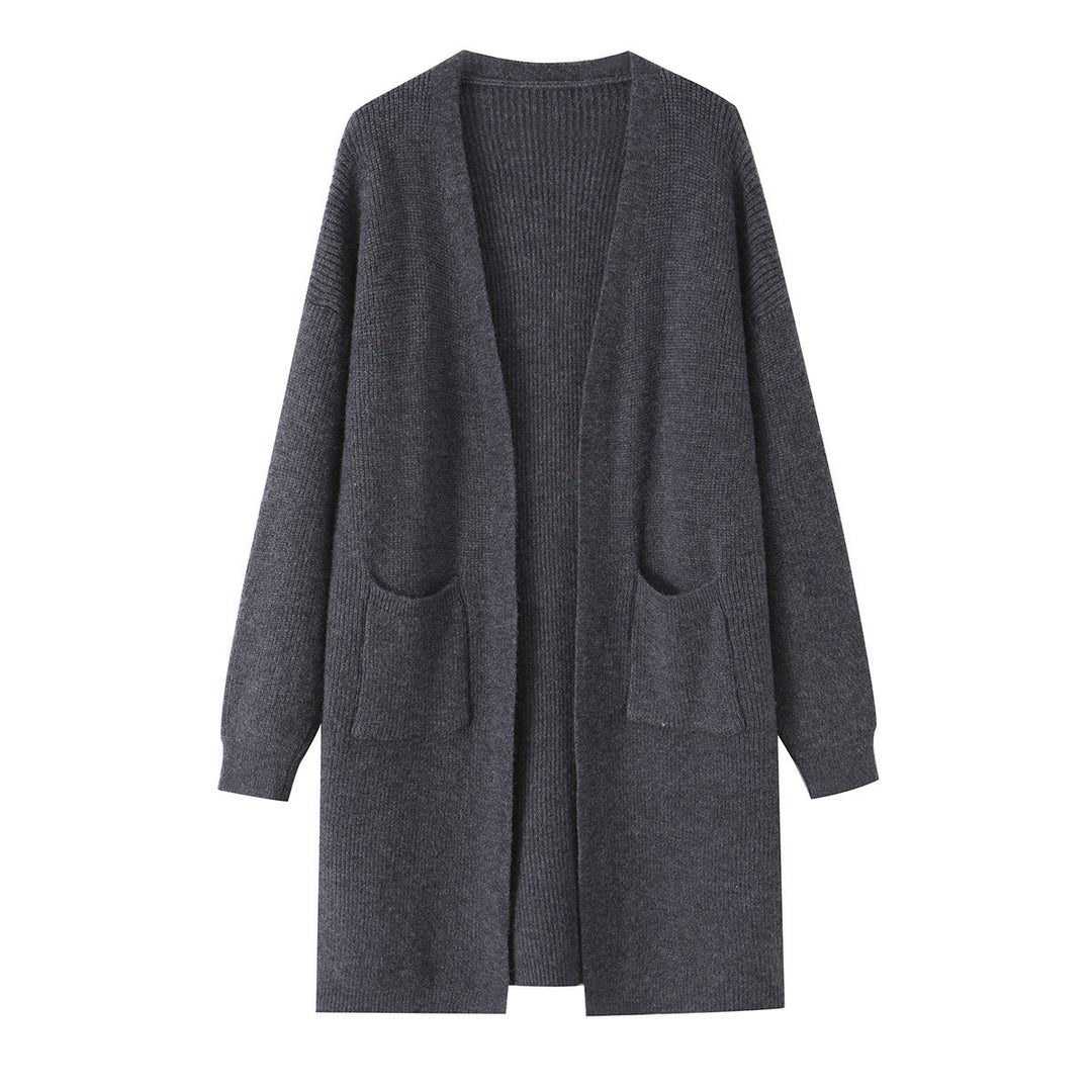 Ladies Longline Knit Cardigan with Patch Pockets Mune Fashion