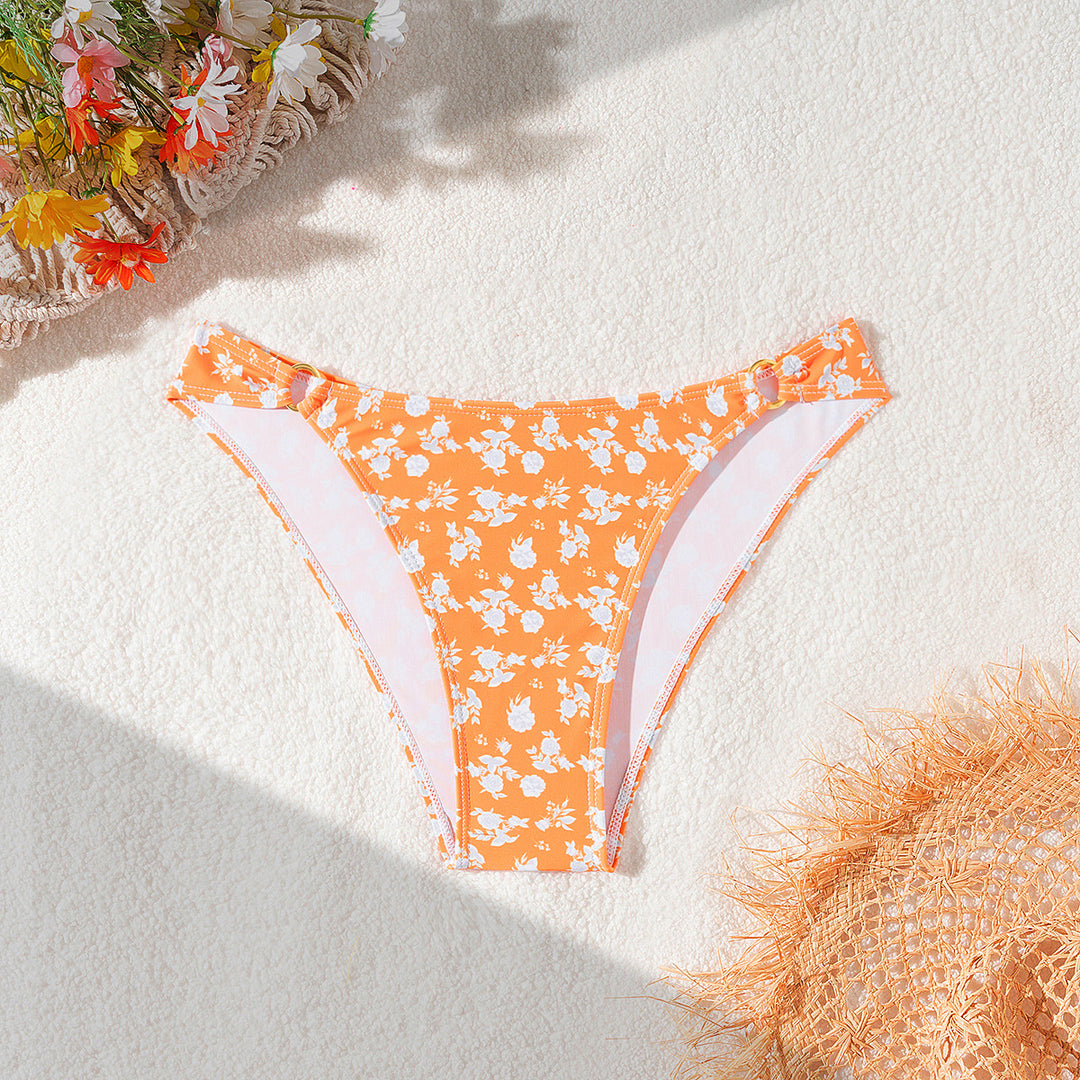 Women's bikini bottoms with floral design and gold accents Mune Fashion
