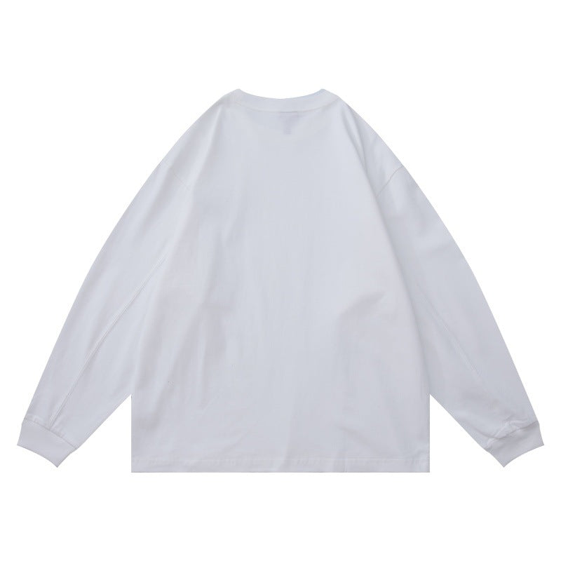 Unisex Oversize-Longsleeve shirt made of cotton blend with chest embroidery and ribbed crew neck Mune Fashion
