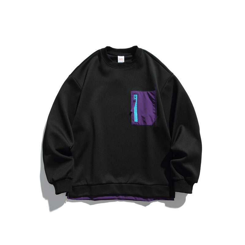 Unisex Oversize sweatshirt with contrasting zip chest pocket and double-layered hem Mune Fashion