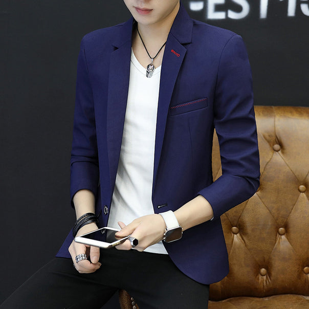 Men's Slim-Fit Casual Blazer with Narrow Lapels and Light Stretch Quality Mune Fashion