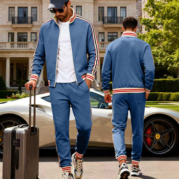 Men's sporty tracksuit with contrast stripes and ribbed cuffs Mune Fashion