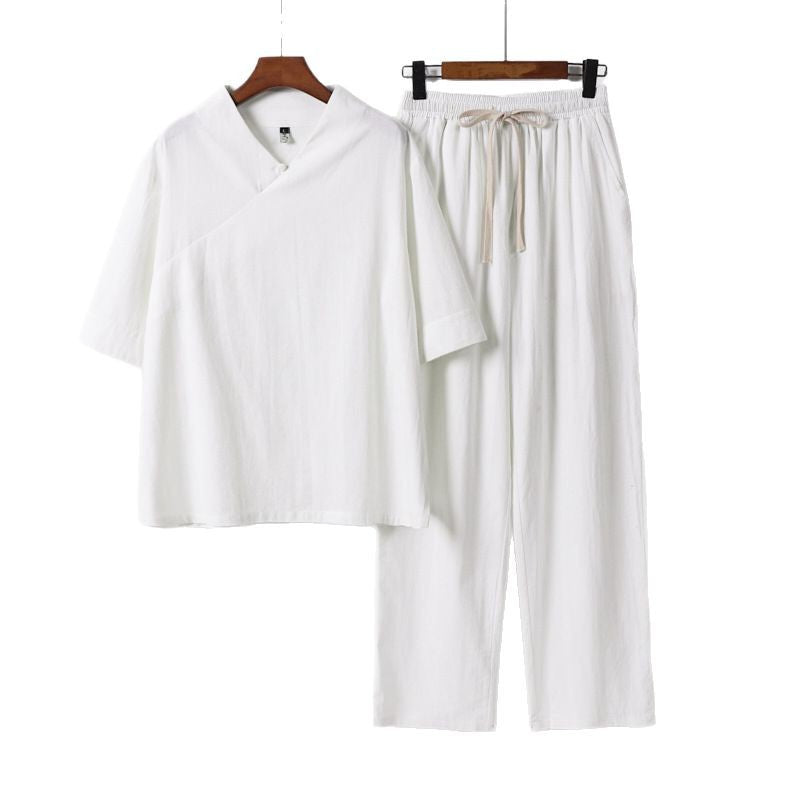 Unisex Lightweight Kimono Loungewear Set with V-Neck and Drawstring Pants Mune Fashion