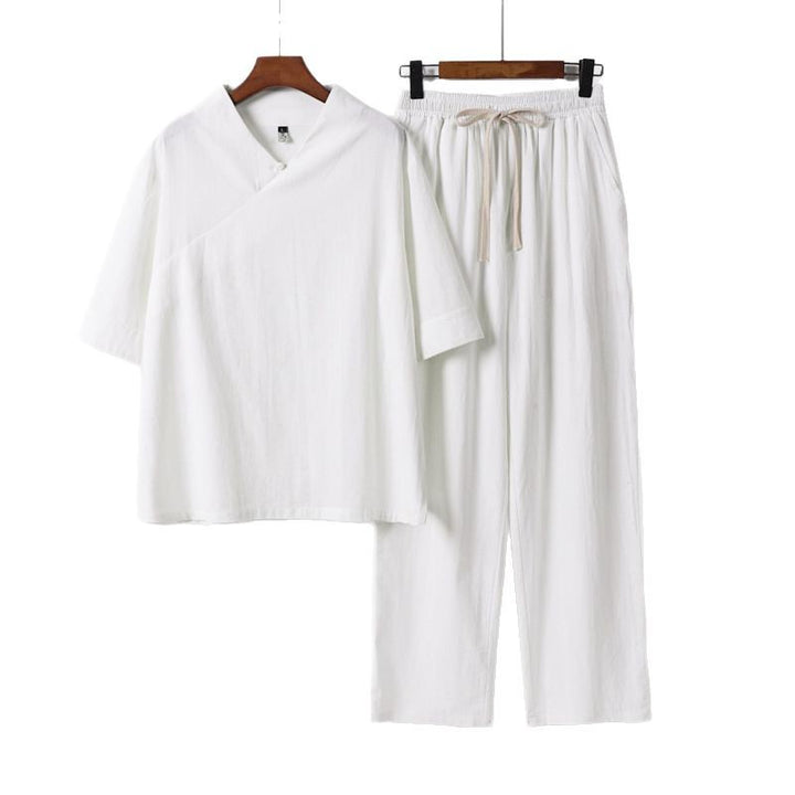 Unisex Lightweight Kimono Loungewear Set with V-Neck and Drawstring Pants Mune Fashion