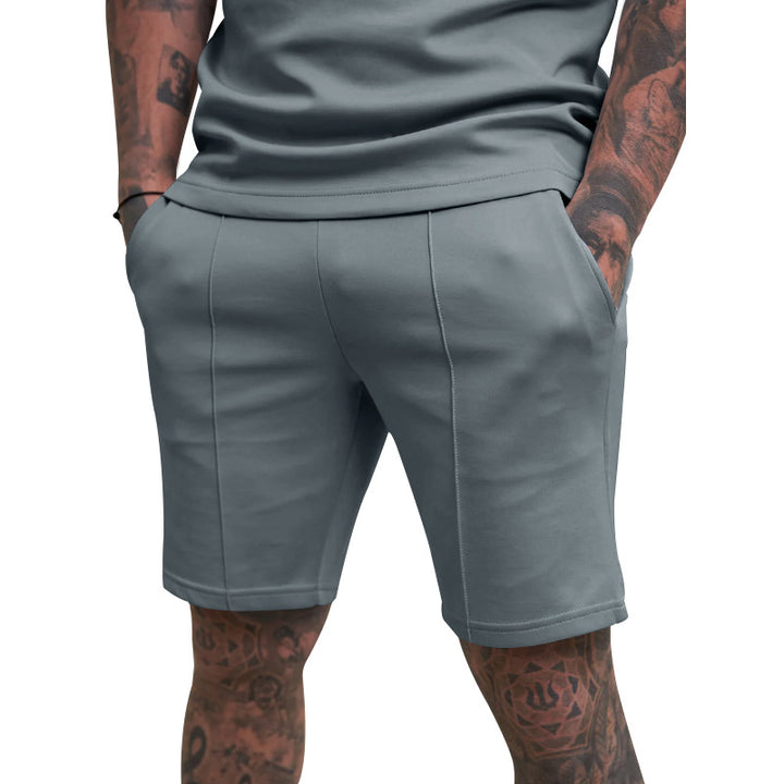 Men's short leisure pants made of cotton blend with elastic waistband and drawstring Mune Fashion