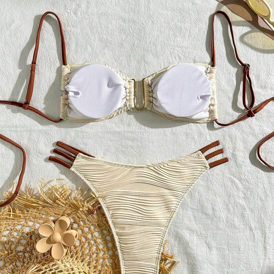 Women's triangle bikini with elegant gathering design and trendy strap details Mune Fashion